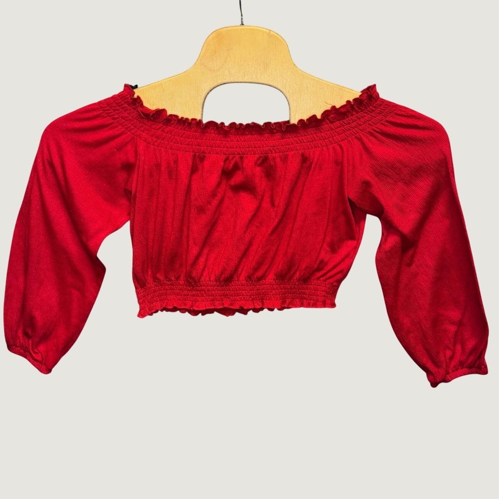 2264 | H&M Divided Smocked Off Shoulder Crop Top Red Women Medium